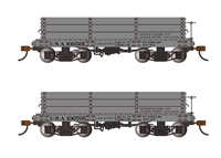 18' Low Side Gondolas - USA #100501 & #100705 - Grey (2/Box)