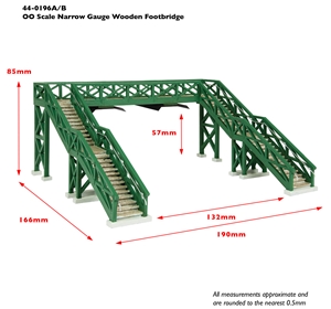 Narrow Gauge (OO9) Wooden Footbridge - Natural Wood