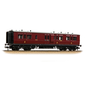 LNWR 50ft Arc Roof Brake Third Corridor LMS Crimson Lake