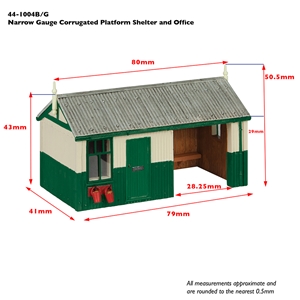 Narrow Gauge (OO9) Corrugated Platform Shelter and Office Chocolate