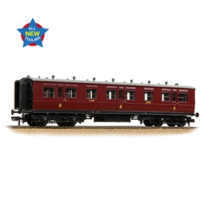 LNWR 50ft Arc Roof Third Corridor LMS Crimson Lake