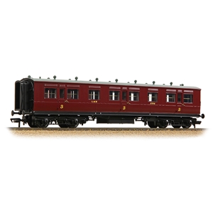 LNWR 50ft Arc Roof Third Corridor LMS Crimson Lake