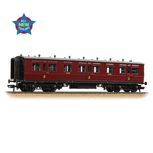 LNWR 50ft Arc Roof Third Corridor LMS Crimson Lake