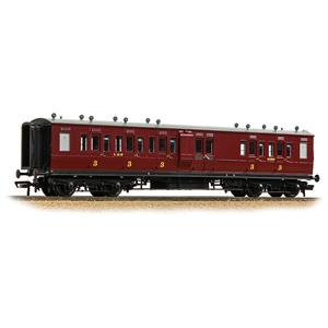 39-883 - LNWR 50ft Arc Roof Brake Third Corridor LMS Crimson Lake