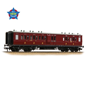 LNWR 50ft Arc Roof Brake Third Corridor LMS Crimson Lake