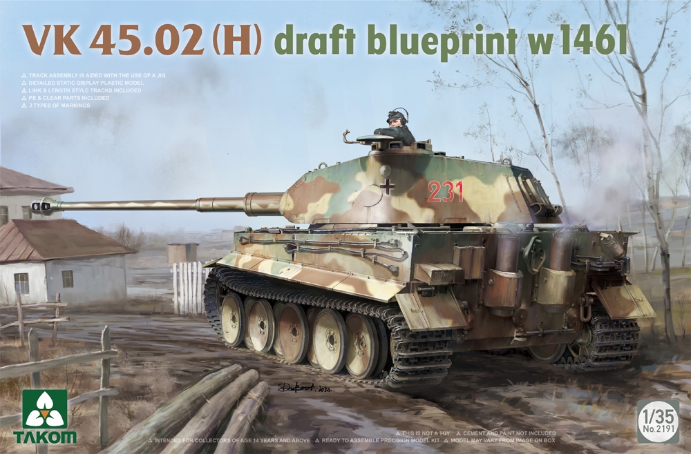 German Army WWII VK 45.02(H) "Draft Blueprint w1461" 3-in-1 Heavy Tank