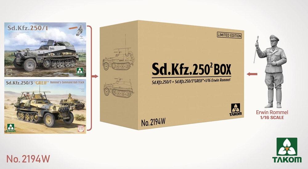 German Army SdKfz 250 Double Box LE (2 Half-Track Vehicles 1 Figure)