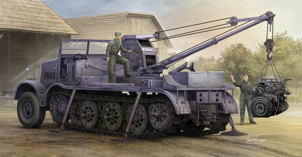 German Army Schwerer Zugkraftwagen 18t SdKfz 9/1 w/ 6t Bilstein Crane