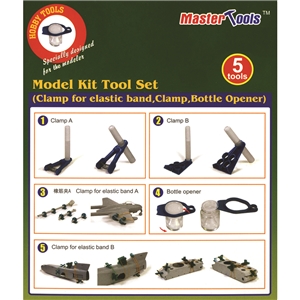 Model Kit Tool Set (Clamp for elastic band, Clamp, Bottle Opener