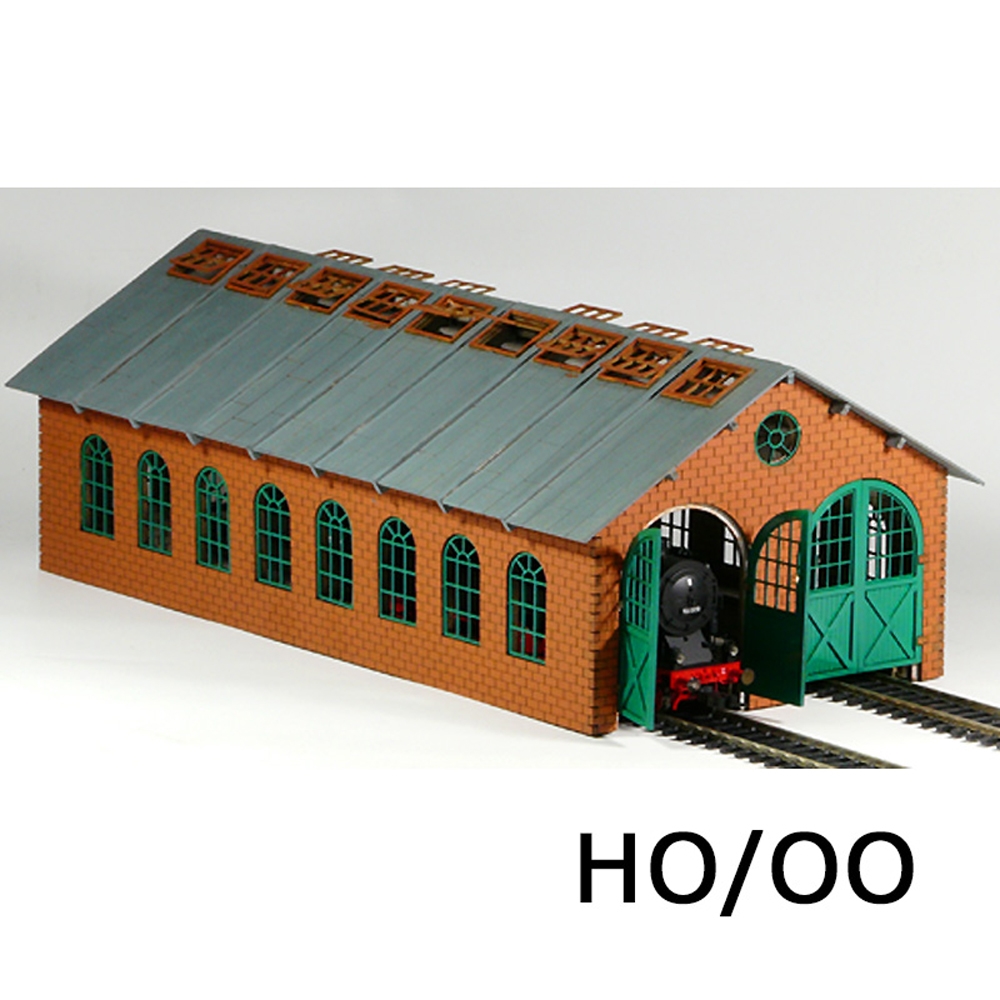 H0/00 Double Engine Loco Shed (Long) w/Interior Lighting